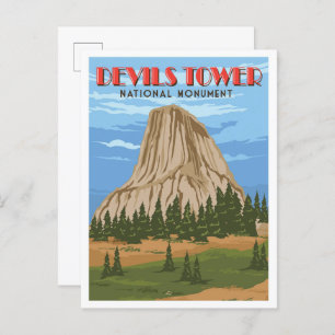 Devils Tower National Monument Vintage Travel Postcard