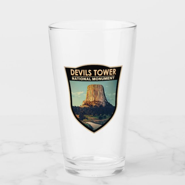 Devils Tower National Monument Wyoming Watercolor Glass (Front)