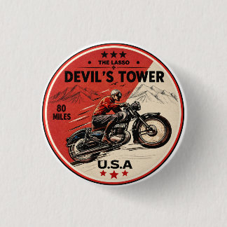 Devil's Tower Road - the lasso Motorcycle road tri 1 Inch Round Button