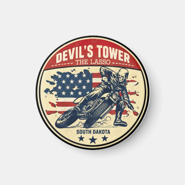 Devil's Tower Road - the lasso Motorcycle road tri Magnet (Front)