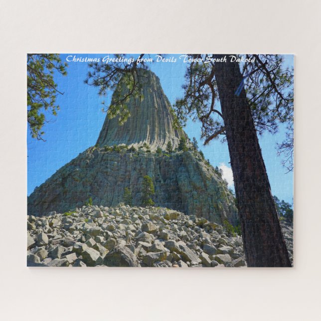 Devils Tower South Dakota.Christmas Greetings Jigsaw Puzzle (Horizontal)
