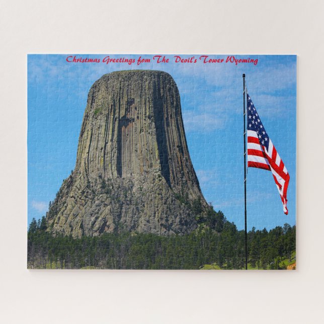 Devil's Tower Wyoming. Christmas Greetings Jigsaw Puzzle (Horizontal)