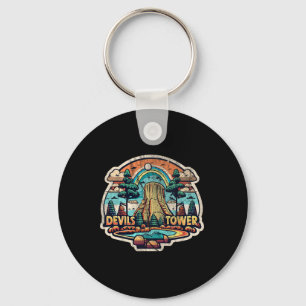 Devils Tower Wyoming National Monument Retro Vinta Keychain