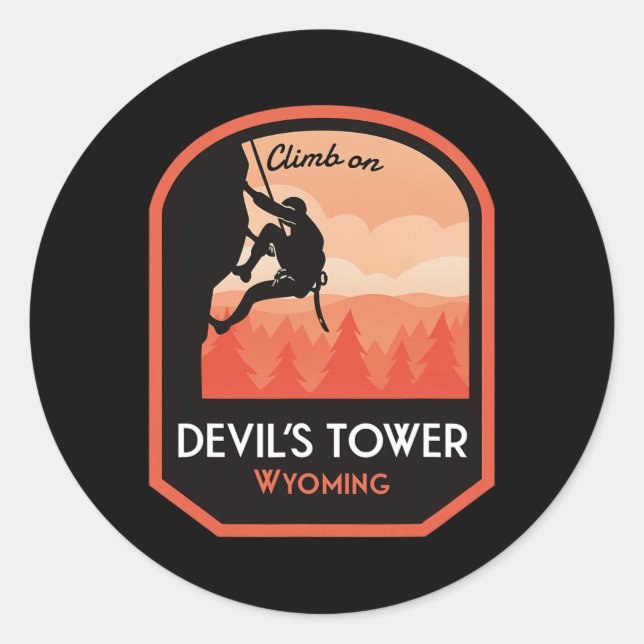 Devils Tower Wyoming Rock Climbing  Classic Round Sticker (Front)