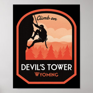 Devils Tower Wyoming Rock Climbing Poster