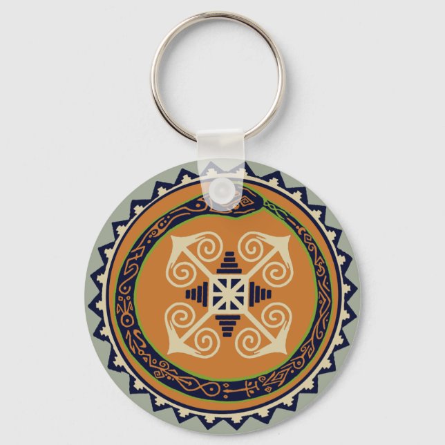 Devine Fire Wheel with Ouroboros Snake VooDoo Keychain (Front)