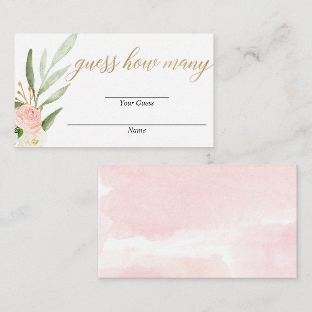 Devinez combien de cartes de baby showers florales (Devant / Derrière)