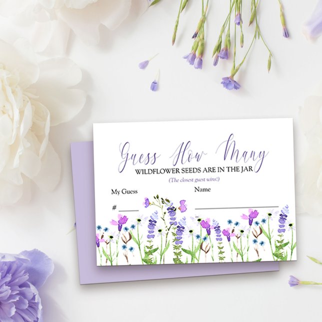 Devinez combien de Fleur sauvage violet carte de j (Guessing Game from my Purple Wildflower Collection. Message if you need me to create other items)