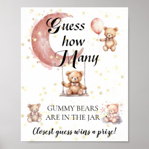 Devinez combien d'ours de gummy Baby shower Poster