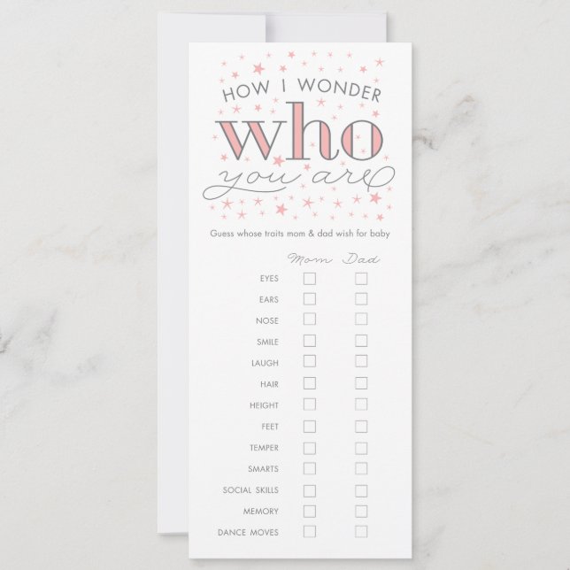 Devinez la carte de jeu de Baby shower de Traits (Devant)