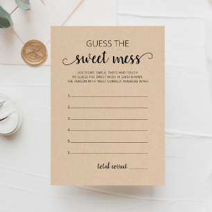 Devinez la carte de jeu de Baby shower Sweet Mess