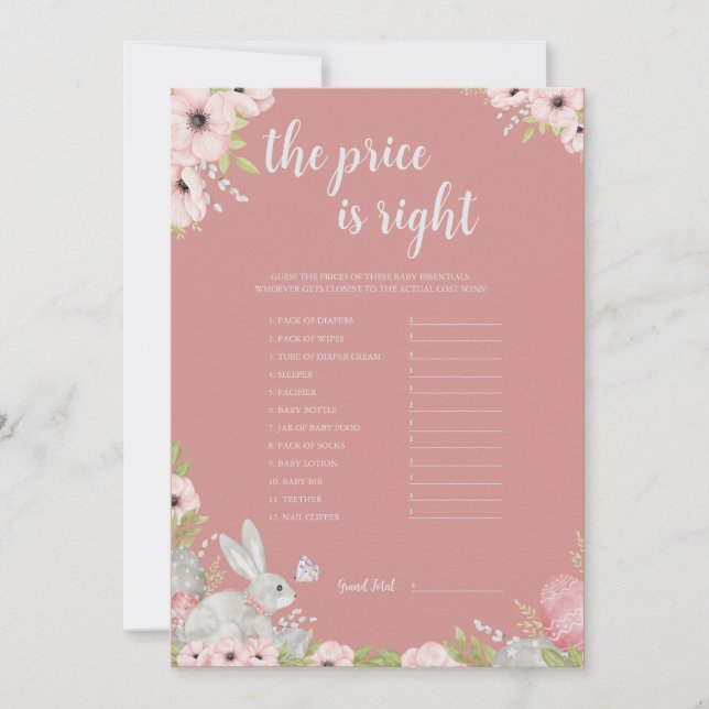 Devinez le bon prix Baby shower carte de jeu (Devant)