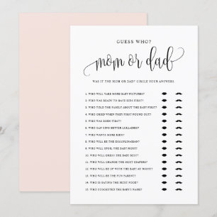 Devinez qui maman ou papa Carte Baby shower de scr