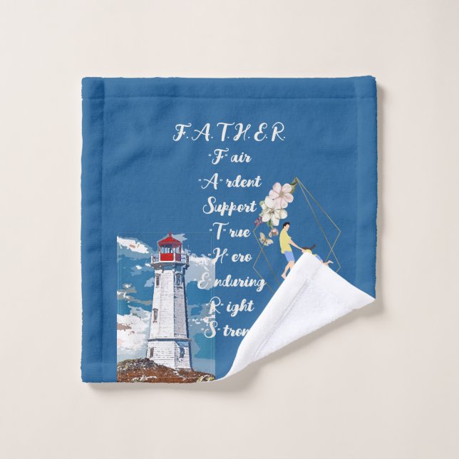 Devis de Fête des pères du phare papa Daughter Bon (Gant de toilette)