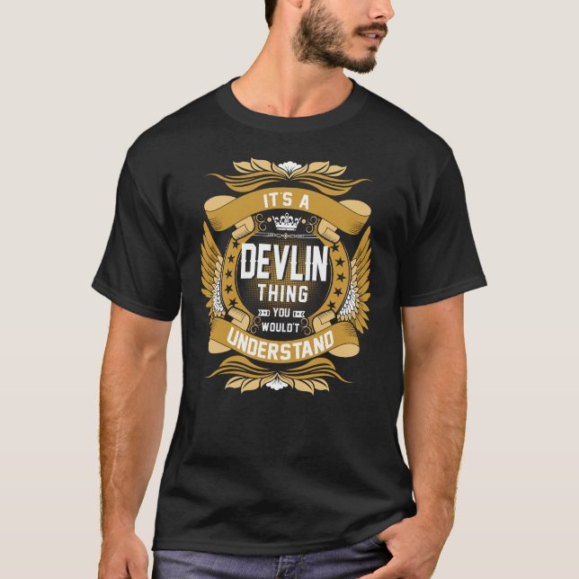 DEVLIN Name, DEVLIN family name crest T-Shirt (Front)