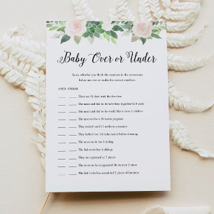 DEVON Baby Over Or Under Baby Shower Game Card