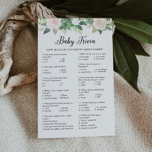 DEVON Baby Trivia Greenery Baby Shower Game Card