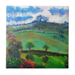 Devon England Countryside Landscape Painting Tile