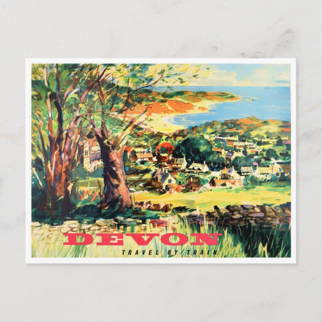 Devon England vintage travel Postcard (Front)