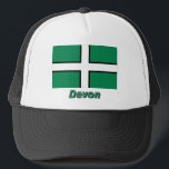 Devon Flag with Name Trucker Hat<br><div class="desc">The flag of your favourite country -- whether your ancestral homeland, or the place that's caught your imagination -- is a great way to show the world where your heart and mind would love to be. It doesn't matter if you've been there or not, you can still display the flag...</div>