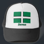 Devon Flag with Name Trucker Hat<br><div class="desc">The flag of your favourite country -- whether your ancestral homeland, or the place that's caught your imagination -- is a great way to show the world where your heart and mind would love to be. It doesn't matter if you've been there or not, you can still display the flag...</div>