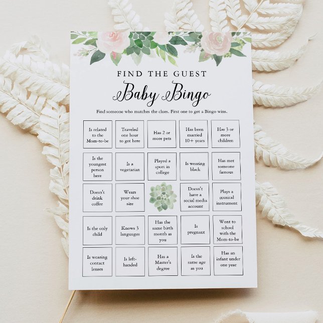 DEVON Greenery Find The Guest Baby Bingo Game Card (Creator Uploaded)