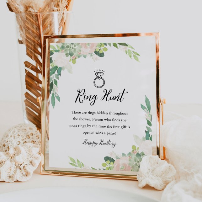 DEVON Greenery Ring Hunt Bridal Shower Game Sign (Creator Uploaded)