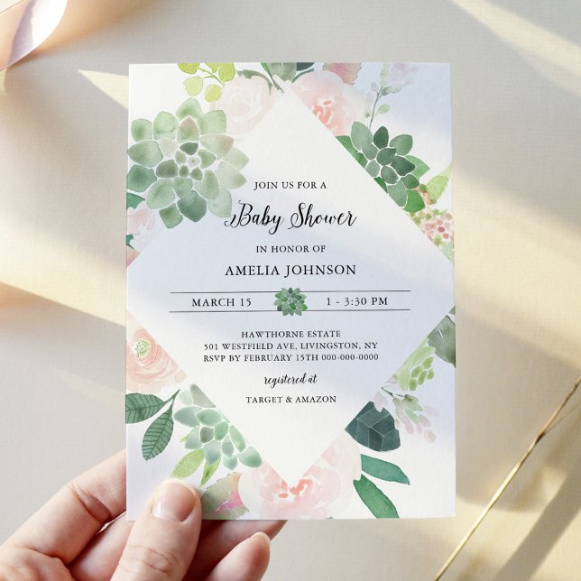 DEVON Greenery Succulent Baby Shower Invitation (Creator Uploaded)