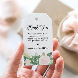 DEVON Greenery Succulent Blush Floral Favour Tag