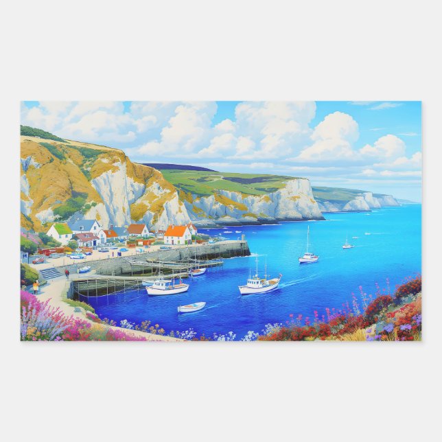 "Devon Harbour Dreamscape" – An English Seascape Sticker (Front)