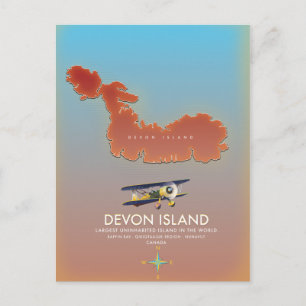 Devon island, canada map postcard