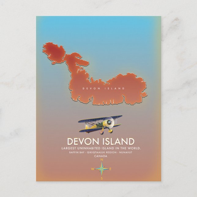 Devon island, canada map postcard (Front)