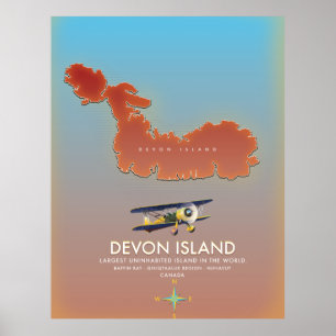 Devon island, canada map poster