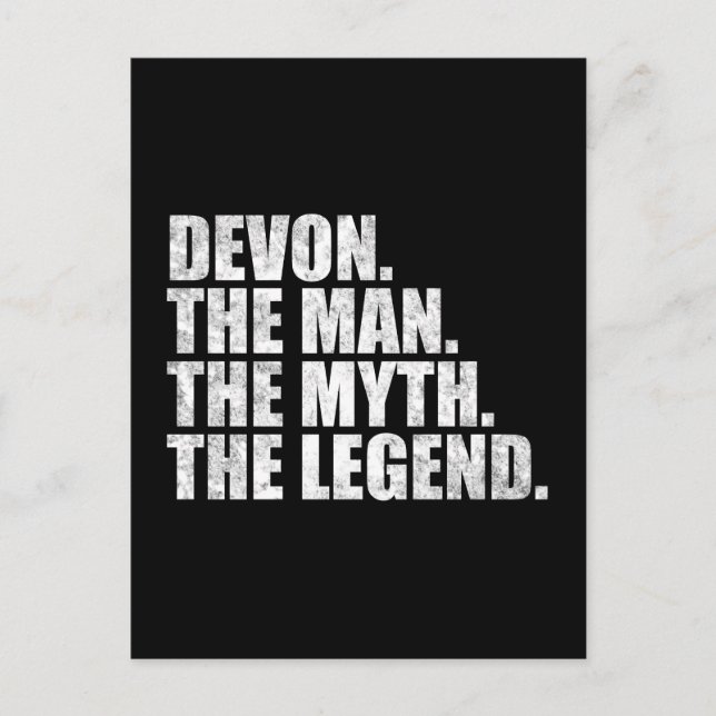 Devon name, Devon The Man The Myth The Legend Postcard (Front)