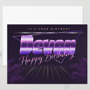 Devon Name Prénom lila retro Carte Anniversaire