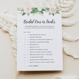 DEVON Over Or Under Bridal Shower Game Card