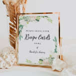 DEVON Recipe Card Sign - Leave Your Recipe<br><div class="desc">The Devon Collection is a stunning set of designs that perfectly captures the beauty of nature in its delicate watercolor succulents, foliage and blush florals. The soft and delicate hues of green and blush add a gentle and romantic ambiance, while the intricate details of the watercolor florals and greenery provide...</div>