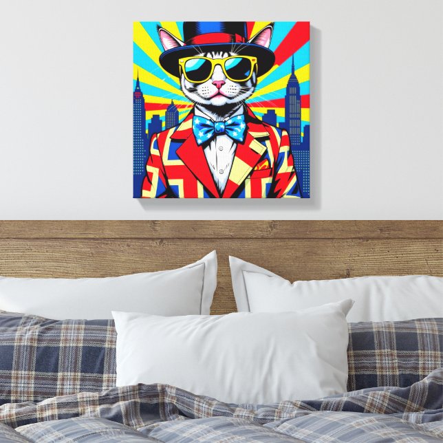DEVON REX-BIG CITY CAT 4 CANVAS PRINT (Insitu(Bedroom))