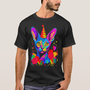 Devon Rex Cat Birthday Party T-Shirt