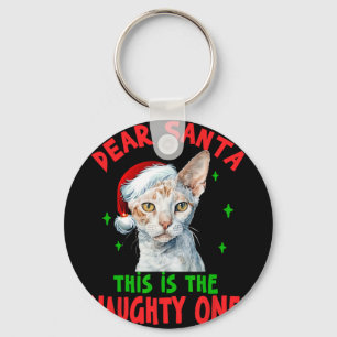 Devon Rex Cat Christmas Dear Santa This Is The Nau Keychain