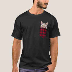 Devon Rex Cat In Pocket Peeking Kitten Lover Mom D T-Shirt