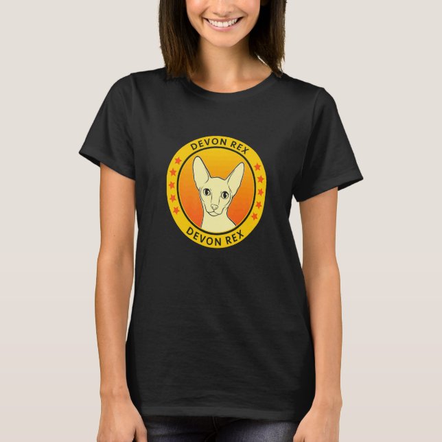 Devon Rex Cat Portrait T-Shirt (Front)