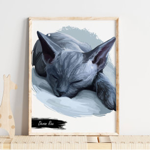 Devon Rex Cat Print   Cat Wall Print