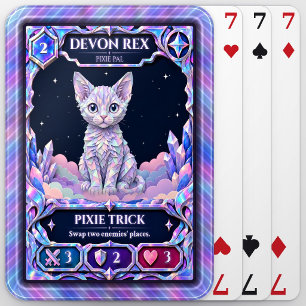 Devon Rex Cat, Rainbow Foil Art Playing Cards