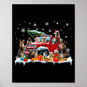 Devon Rex Cat Red Truck Christmas Tree Santa Ugly Poster