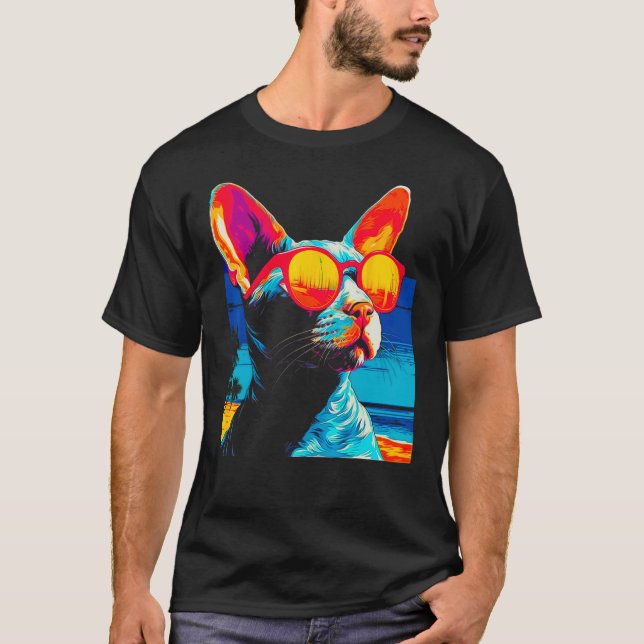 Devon Rex Cat Sunglasses T-Shirt (Front)