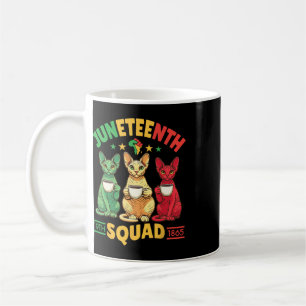 Devon Rex Cats Drinking Coffee Juneteenth Squad 19 Mug