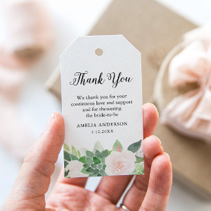 DEVON Succulent Blush Floral Bridal Shower Favour Gift Tags