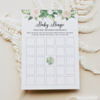 DEVON Succulent Pink Floral Baby Shower Bingo Card
