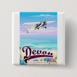 Devon vintage flight travel poster 2 inch square button